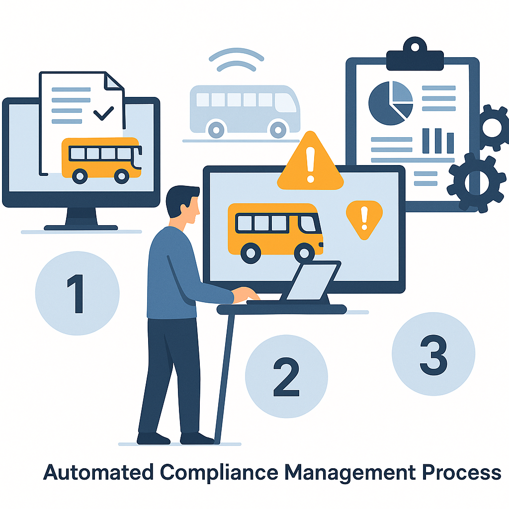 Fleet compliance workflow and automated tracking process for bus maintenance management